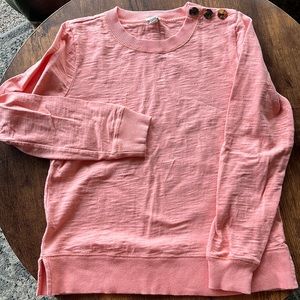 Pink J Crew button shoulder cotton sweater